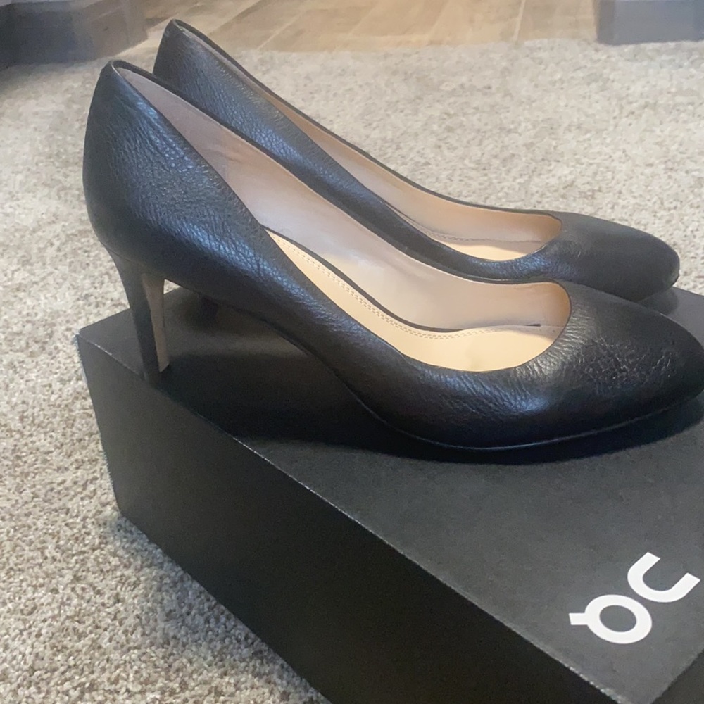 BR Black Leather Heels